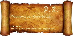 Petrovits Kornélia névjegykártya